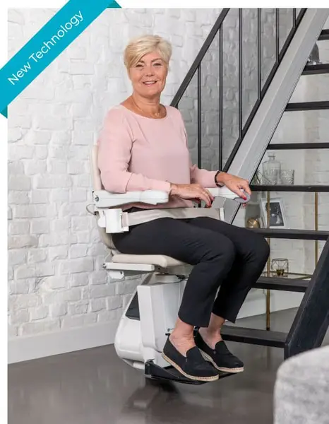 Stairlift installed on a straight staircase